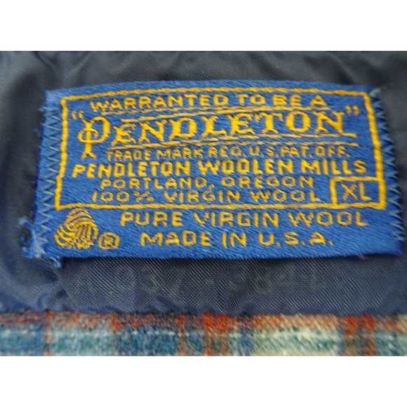 Pendleton Blue Plaid Jacket Moth HOLE XL Dry Clean Wool - Picture 10 of 10